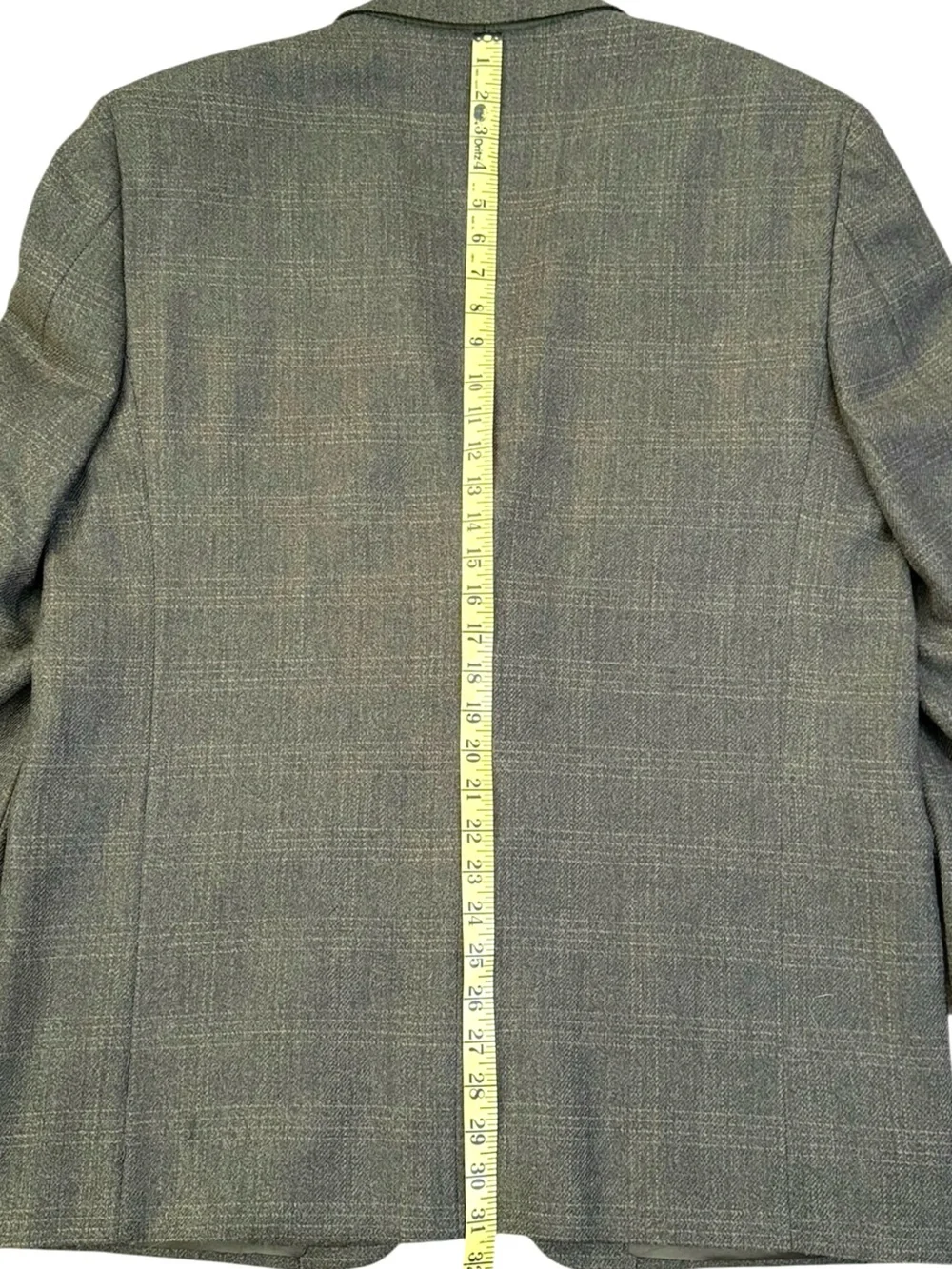 Vintage Joseph Abboud 43R Dark Green Windowpane Plaid Sport Coat Lambswool GFT